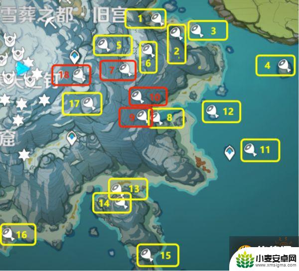 原神龙脊雪山绯红玉髓分布图 原神绯红玉髓在哪里可以找到